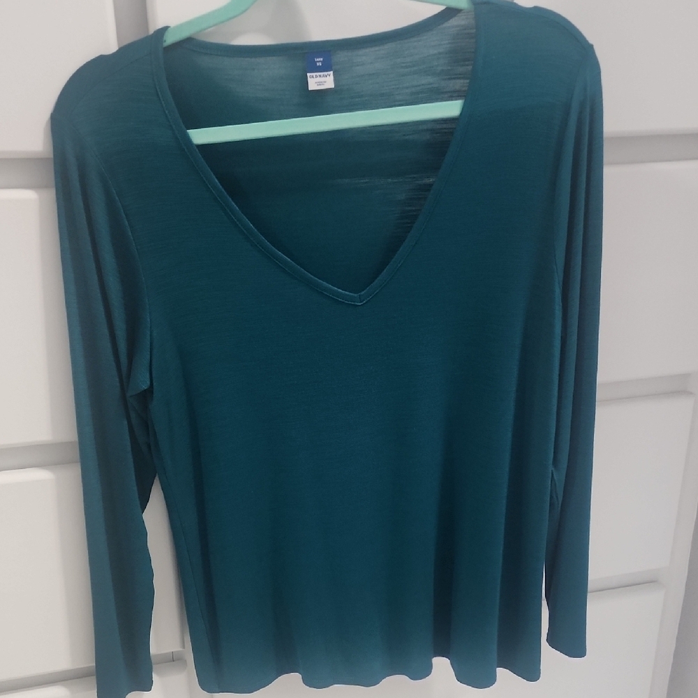 Old Navy Luxe Deep Teal Green Long Sleeve Top